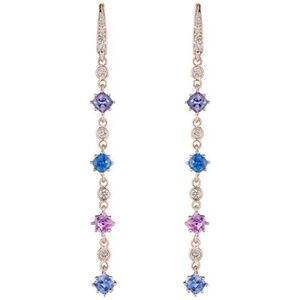 PENNY PREVILLE 18K Rose Gold "Watercolor" Sapphire & Diamond Drop Earrings $6625
